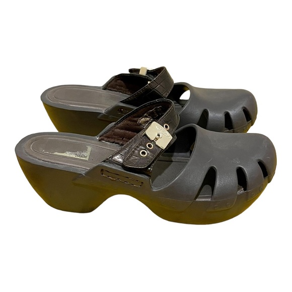Dr Scholls Dance On Slip On Adjustable Buckle Clogs Shoes Womens Brown Sz 10M - Picture 1 of 7